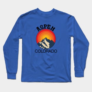 Aspen, Colorado, Colorado Lifestyle, Skiing, Snowboarding, Aspen Mountains, Retro Mountain Aspen Long Sleeve T-Shirt